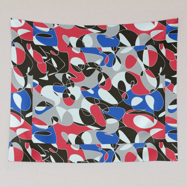 Item preview, Blue Red Gray Line Abstract Art  designed and sold by hopecope.
