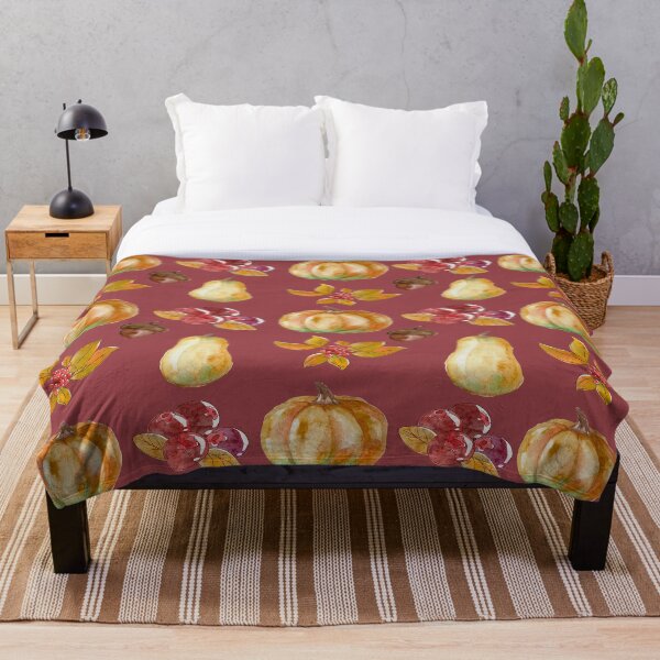 Item preview, Pumpkins  and cranberries on plum designed and sold by BevyofDesign.