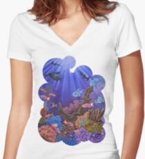 Underwater coral reef Women's Fitted V-Neck T-Shirt