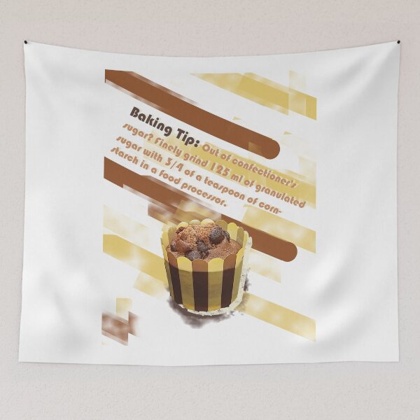 Item preview, Useful Cupcake Baking Tip for Foodies: Out of confectioner's sugar? - Chocolate Cupcake with Classic Brown and Yellow Stripes designed and sold by sthNnth.