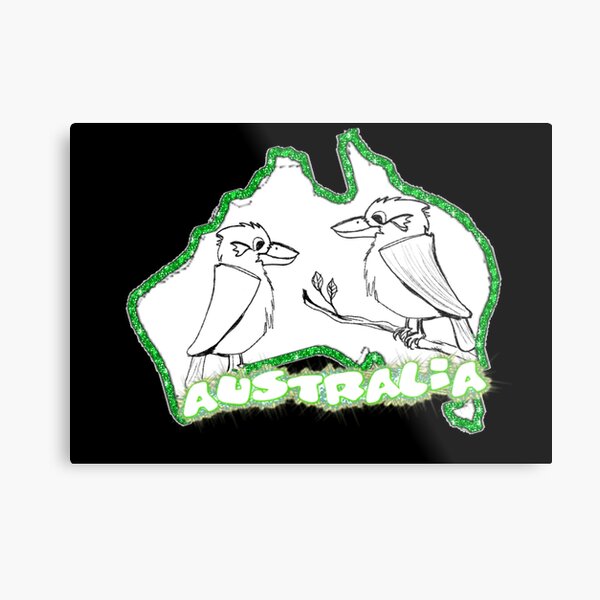 Item preview, Australia - map with kookaburras in green glitter designed and sold by DemystifyCyber.