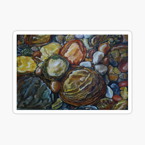 River Stones Oil Painting Sticker