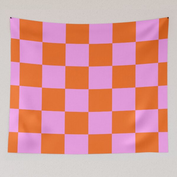 Item preview, Checkerboard Retro Check Geometric Checked Pattern in Bright Orange Red and Pink designed and sold by kierkegaard.