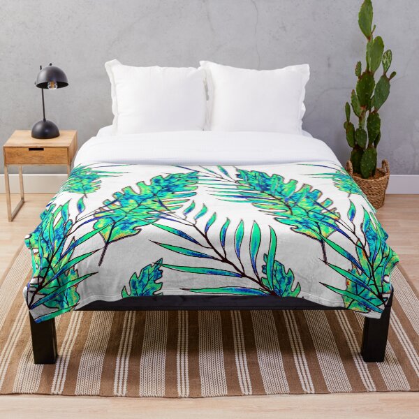 Green Leaves Throw Blanket