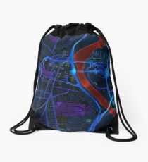 Dark map of Hartford Connecticut Drawstring Bag