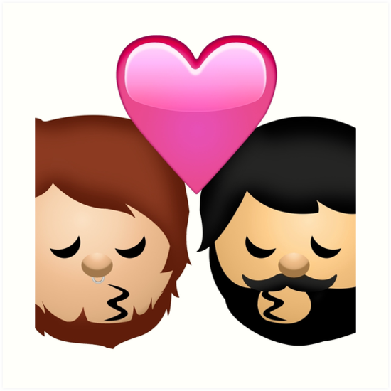 Gay Kiss Emoji Art Prints By Ronniebonnie Redbubble