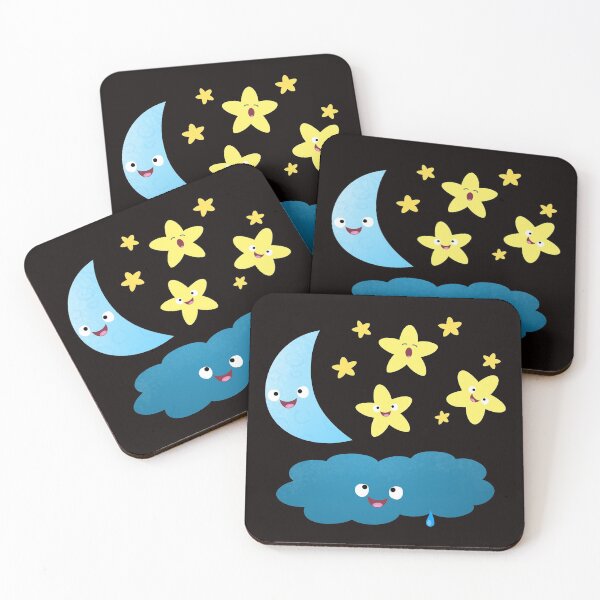 Artikelvorschau, Süße singende Sterne, Mond und Wolkenkarikatur entworfen und verkauft von FrogFactory.