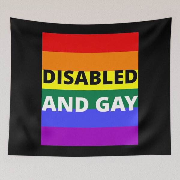 Item preview, DISABLED  AND GAY on rainbow background designed and sold by uniqueitems.