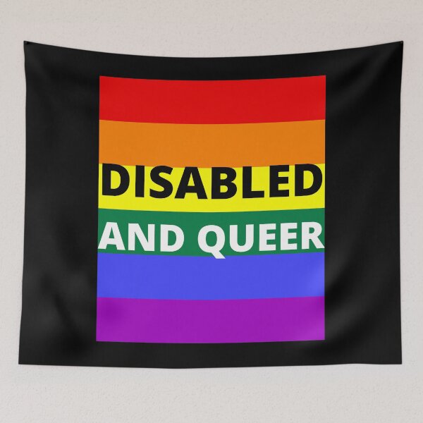 Item preview, DISABLED  AND QUEER on rainbow background designed and sold by uniqueitems.