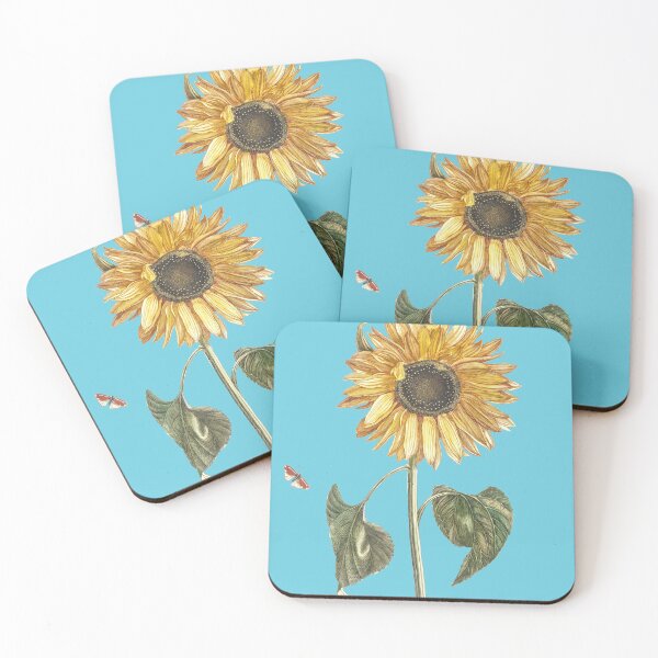Item preview, A sunflower, a caterpillar and two butterflies designed and sold by Flamin' Galah.