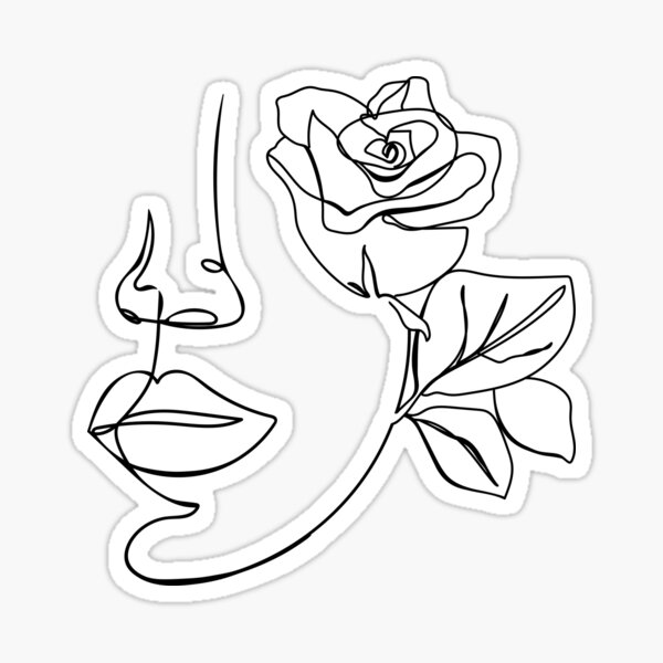 Line Art Face Abstract Art One Line Minimal' Sticker