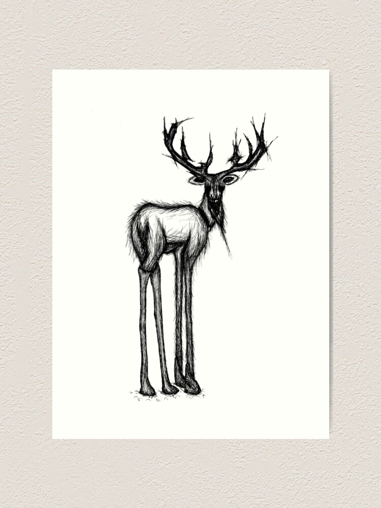 Scary Stag Art Print for Sale by Ideabenw