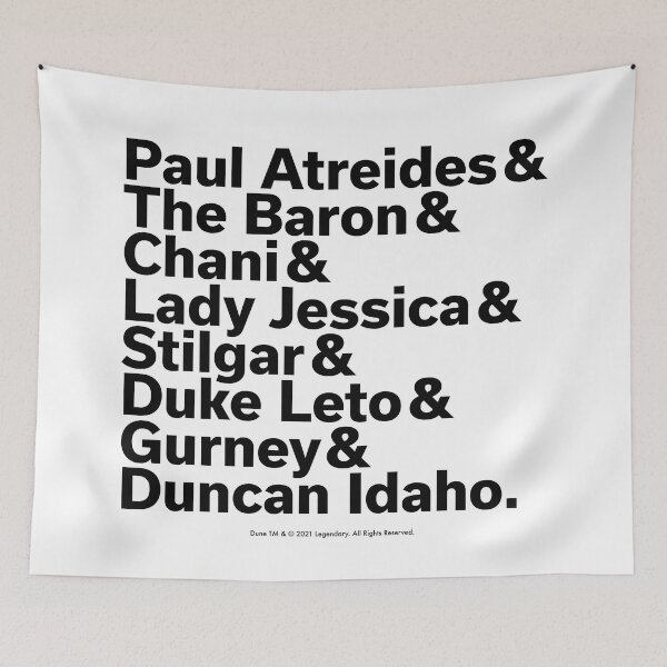 Item preview, Black typography Dune movie characters designed and sold by Eenig.