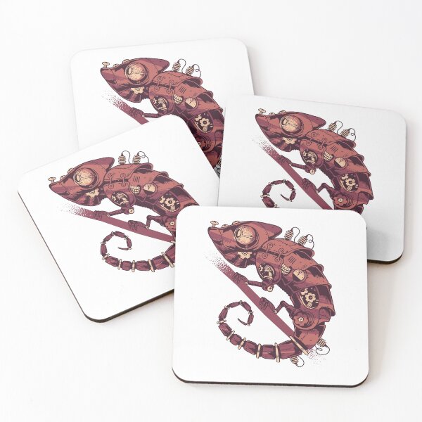 Item preview, Red Steampunk clockwork chameleon vintage style designed and sold by TRIBExSPACE.