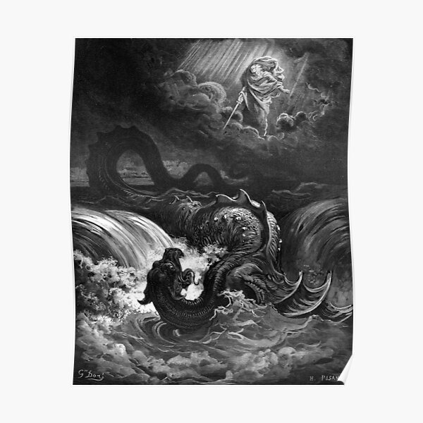 Enhanced High Res Gustave Doré Destruction of Leviathan 1866 Poster