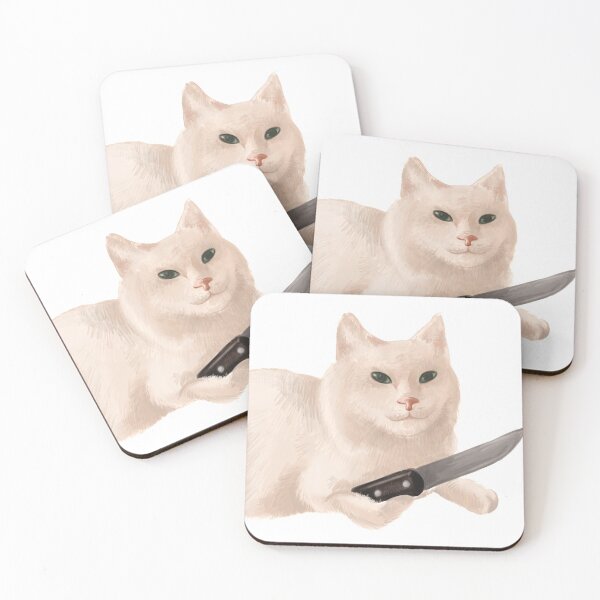 Item preview, Cute meme cat with knife designed and sold by darkmoonlight-.