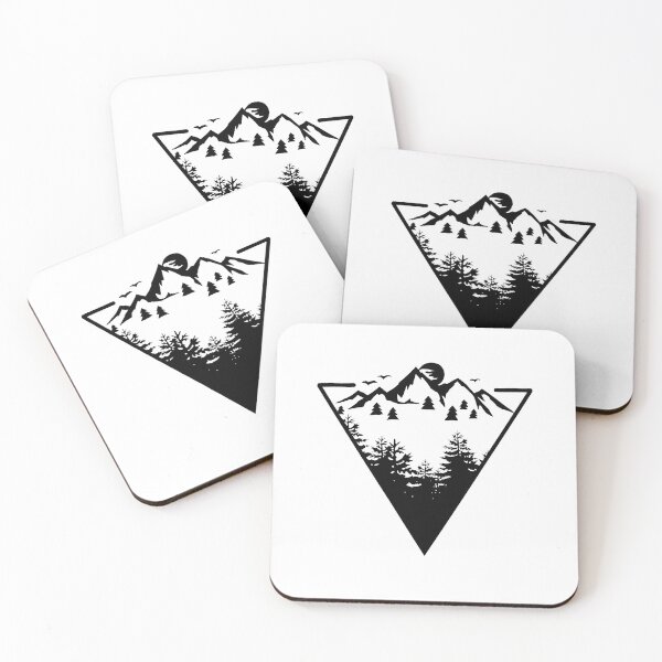 Item preview, Triangle frame artwork with wilderness landscape scene with a lake, road, pine forest and mountains designed and sold by TECHTiFY.