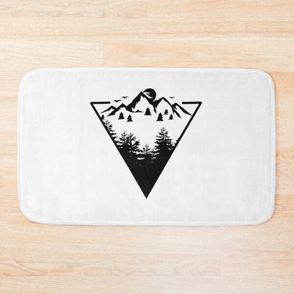Item preview, Triangle frame artwork with wilderness landscape scene with a lake, road, pine forest and mountains designed and sold by TECHTiFY.