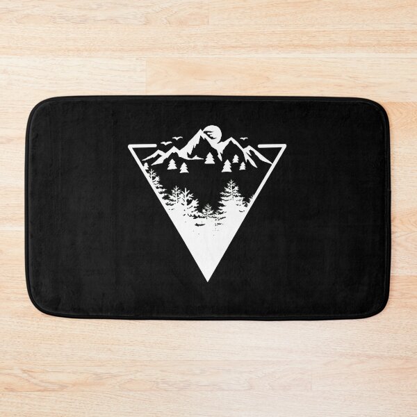 Item preview, Triangle frame artwork with wilderness landscape scene with a lake, road, pine forest and mountains designed and sold by TECHTiFY.