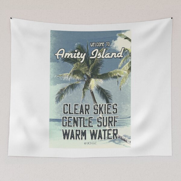 Item preview, JAWS Amity Island Vintage 1975 Style Movie Poster Clear Skies Gentle Surf Warm Water designed and sold by Naumovski.