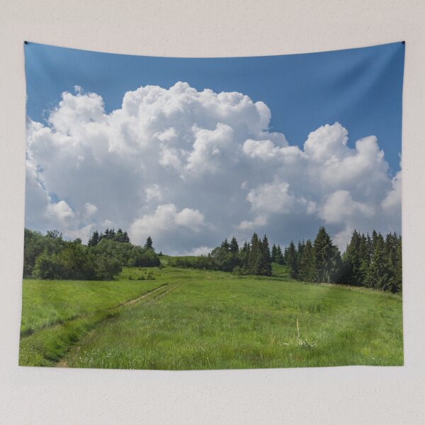 Item preview, Big Sky Country - Wildflower Meadow Road with Spectacular Clouds designed and sold by Georgia Mizuleva.