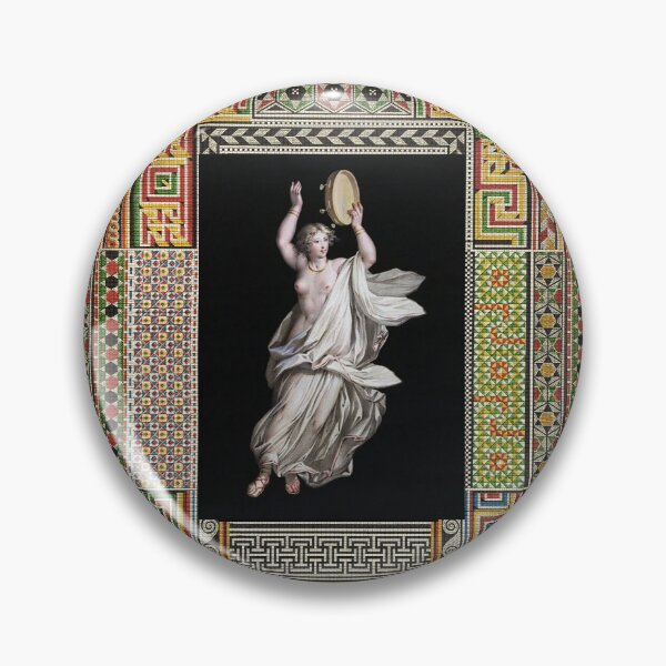 Item preview, DANCING MAENAD HOLDING TIMBREL WITH BELLS ,ANTIQUE ROMAN PAINTING WITH POMPEII MOSAICS PATCHWORK  designed and sold by BulganLumini.