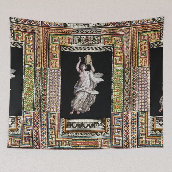 Item preview, DANCING MAENAD HOLDING TIMBREL WITH BELLS ,ANTIQUE ROMAN PAINTING WITH POMPEII MOSAICS PATCHWORK  designed and sold by BulganLumini.