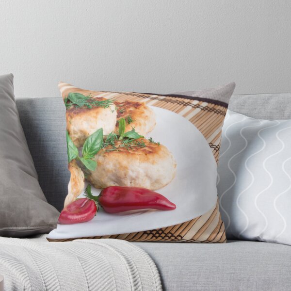 Item preview, Closeup view of the fried meatballs on a striped background designed and sold by vladromensky.