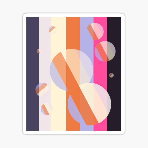 Circle and Stripes, colorful stripes pattern with harmonized lavender and cornsilk Sticker