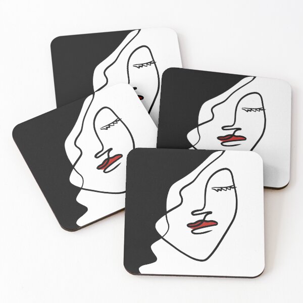 Item preview, Women face single line art-red and black  designed and sold by Tanuja  Sharma.