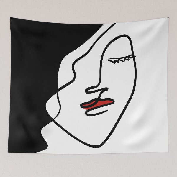 Item preview, Women face single line art-red and black  designed and sold by Tanuja  Sharma.