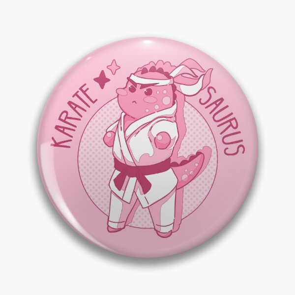 Item preview, The kawaii Karatesaurus (kaearte & dinosaur) Pink Background designed and sold by MinimalAnGo.