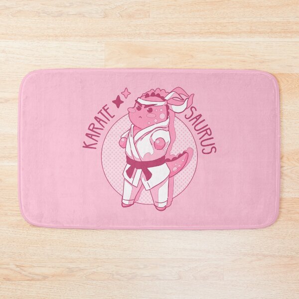 Item preview, The kawaii Karatesaurus (kaearte & dinosaur) Pink Background designed and sold by MinimalAnGo.