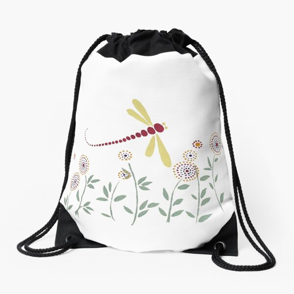 Drawstring Backpack Dragonfly Pattern Bags 
