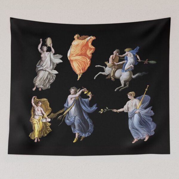 Item preview, DANCING MAENADS  AND CENTAUR ANTIQUE ROMAN MURAL PAINTINGS IN BLACK designed and sold by BulganLumini.