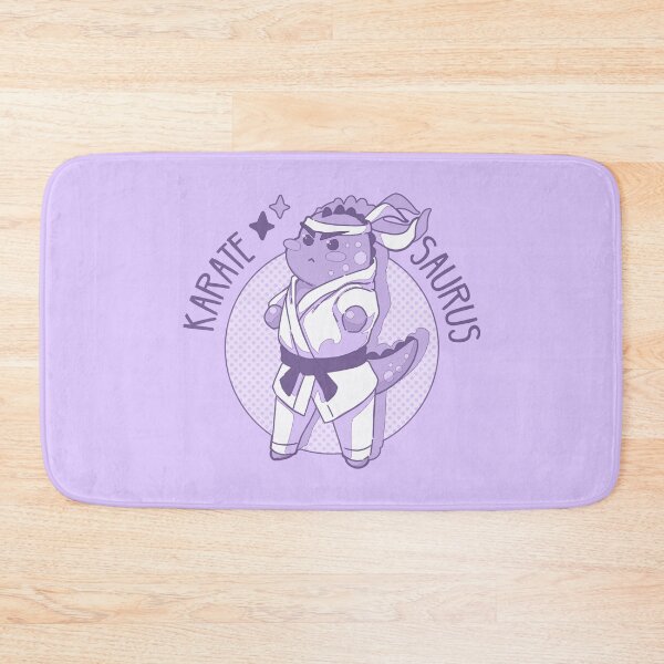 Item preview, The kawaii Karatesaurus (kaearte & dinosaur) on a pastel purple background designed and sold by MinimalAnGo.