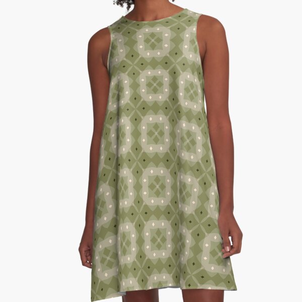 Item preview, Geometric Pattern in Bold Hues of Sage Green and Cream designed and sold by cozycaroline.