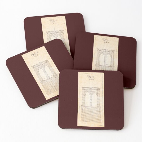Item preview, Brooklyn Bridge Tower - (Old Blue Grid) Burgundy Color designed and sold by BGALAXY.