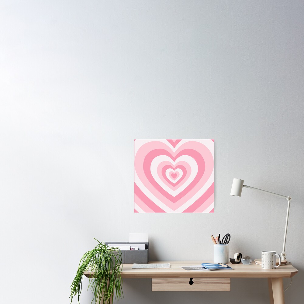 Pink Love Hearts Poster by Simple Decor