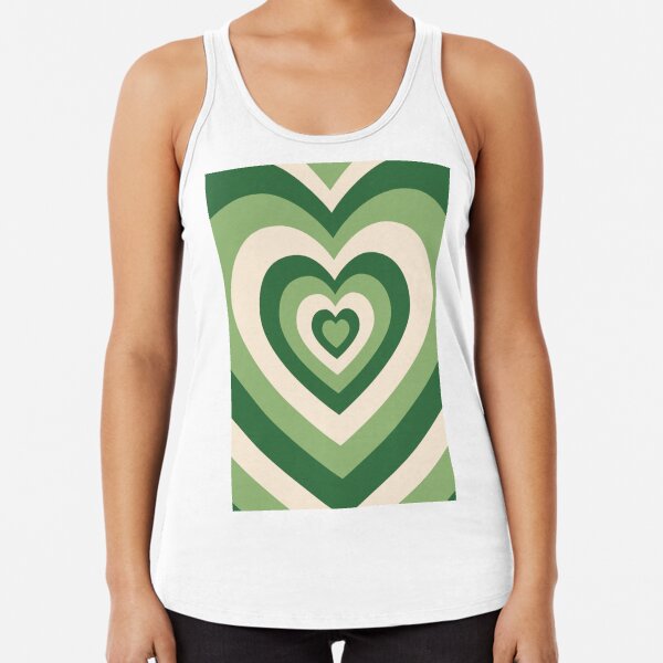 Y2K AESTHETIC GREEN HEART SHAPES WHITE CROP TOP