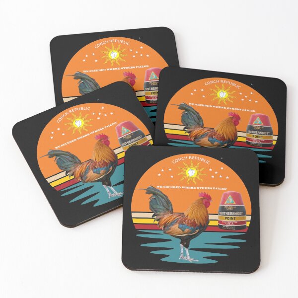 Item preview, Key West Rooster Conch Republic Southernmost Point Sunset Black BG designed and sold by KeysTreasures.