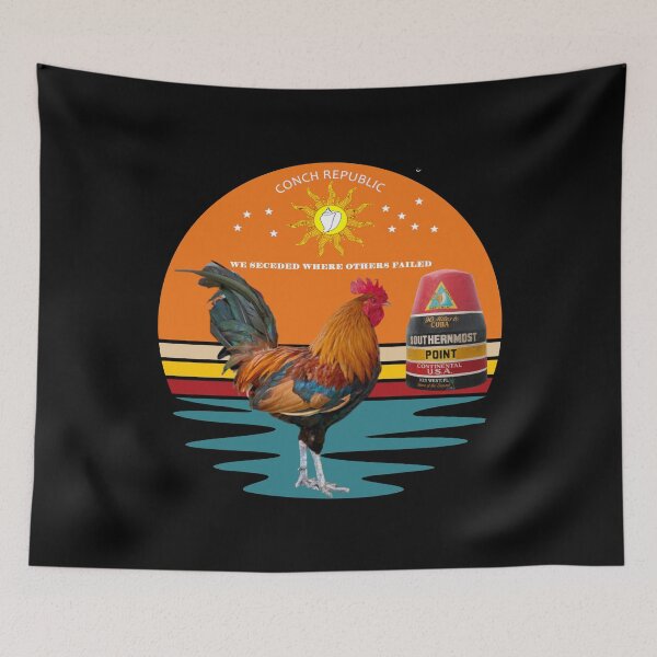 Item preview, Key West Rooster Conch Republic Southernmost Point Sunset Black BG designed and sold by KeysTreasures.