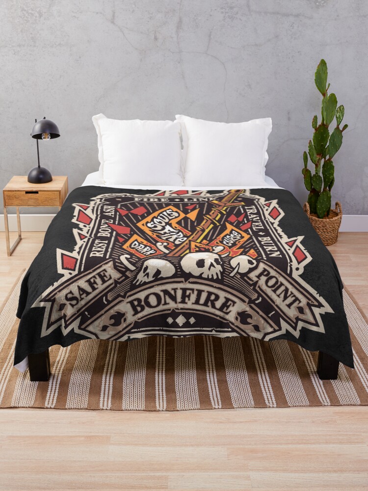 Dark Bonfire Emblem with Curse Souls Color Throw Blanket