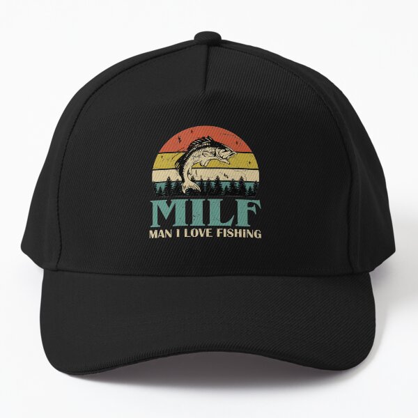 Vista previa del artículo con la obra «MILF hombre me encanta pescar retro vintage puesta de sol divertido regalo de pesca», diseñado y vendido por EvengoDesign89.