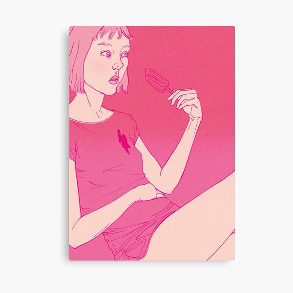 Girl eating an icecream on a hot day Canvas Print