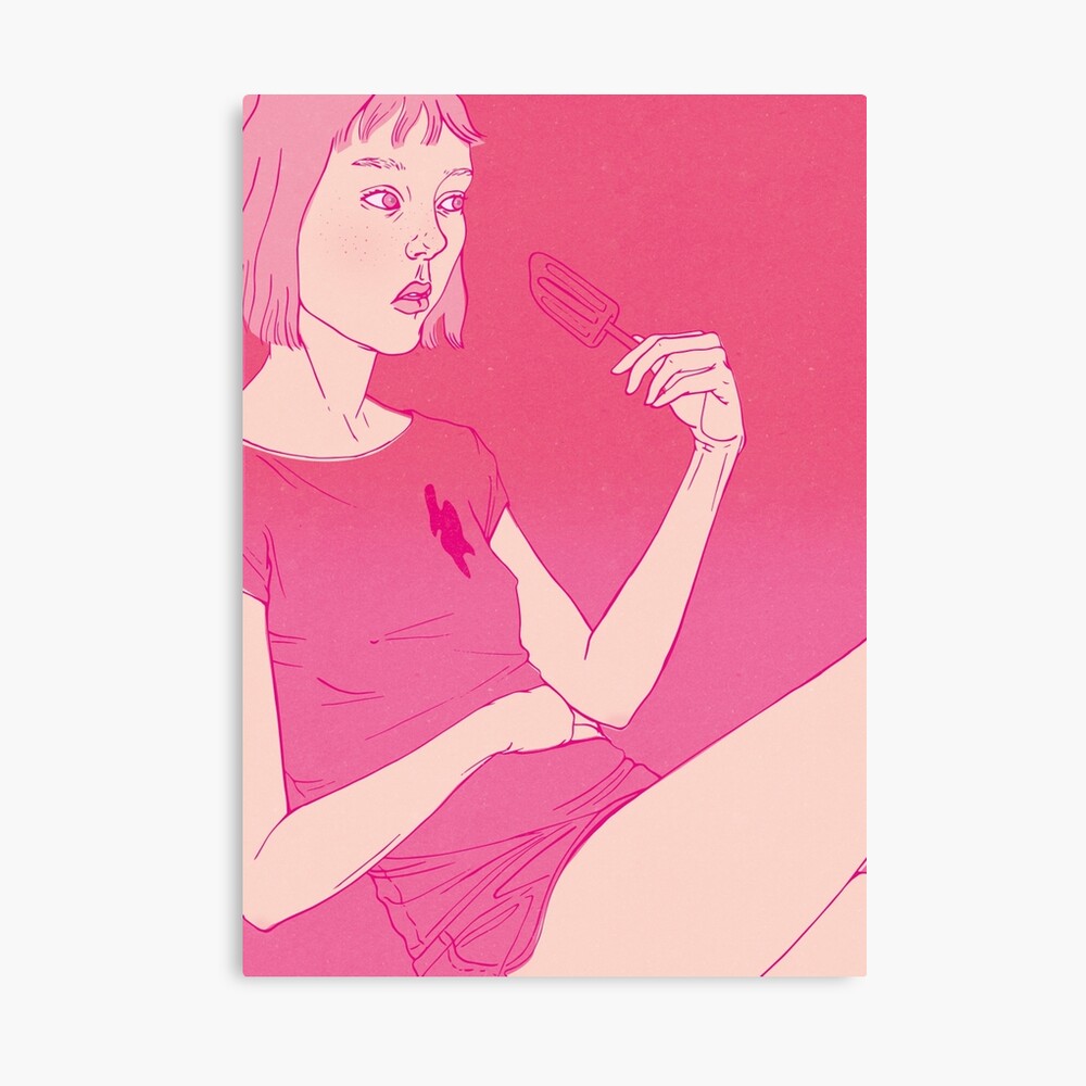 Girl eating an icecream on a hot day Canvas Print