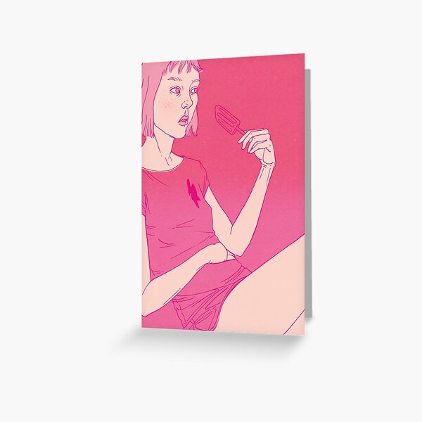 Girl eating an icecream on a hot day Greeting Card