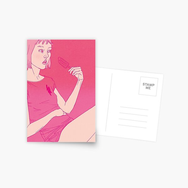 Girl eating an icecream on a hot day Postcard