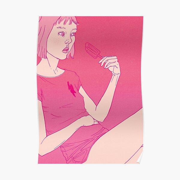 Girl eating an icecream on a hot day Poster