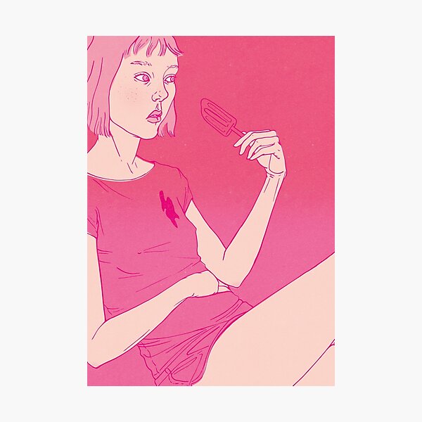 Girl eating an icecream on a hot day Photographic Print